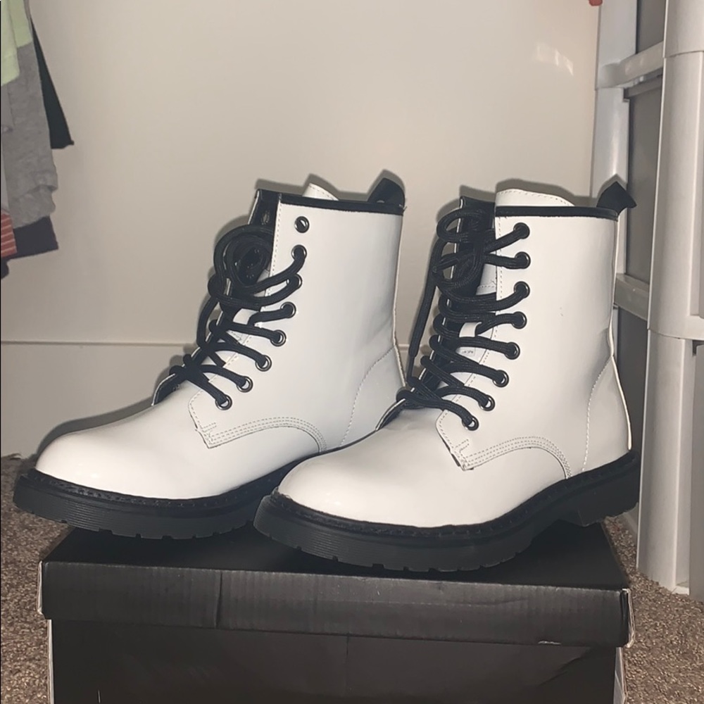 Fashion nova white combat boots